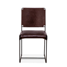 Melbourne Dining Chair in Chocolate Leather and Iron