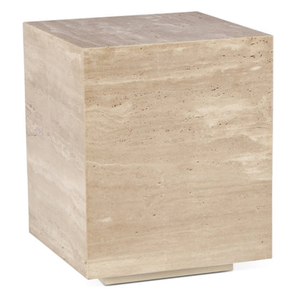 Giza 18" Drum Side Table in Travertine Stone