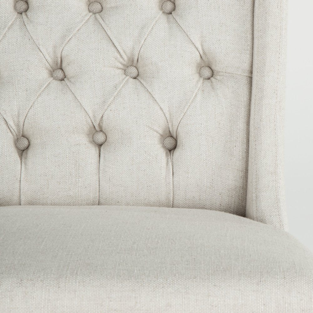 Chloe Off-White Linen Dining Chair With Napoleon Legs