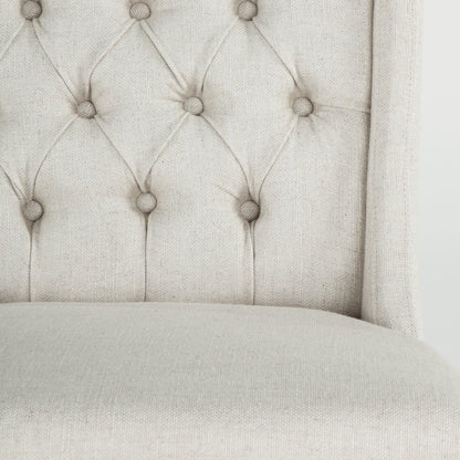 Chloe Off-White Linen Dining Chair With Napoleon Legs