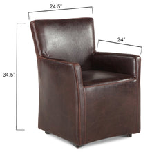 Lily Brown Leather Wheeled Armchair