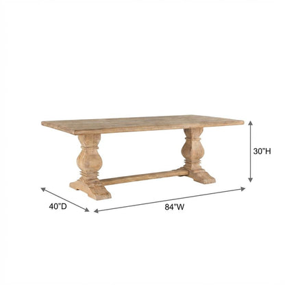 84 Inch Rectangle Wood Dining Table, Antique Oak Finish Dining Room Table