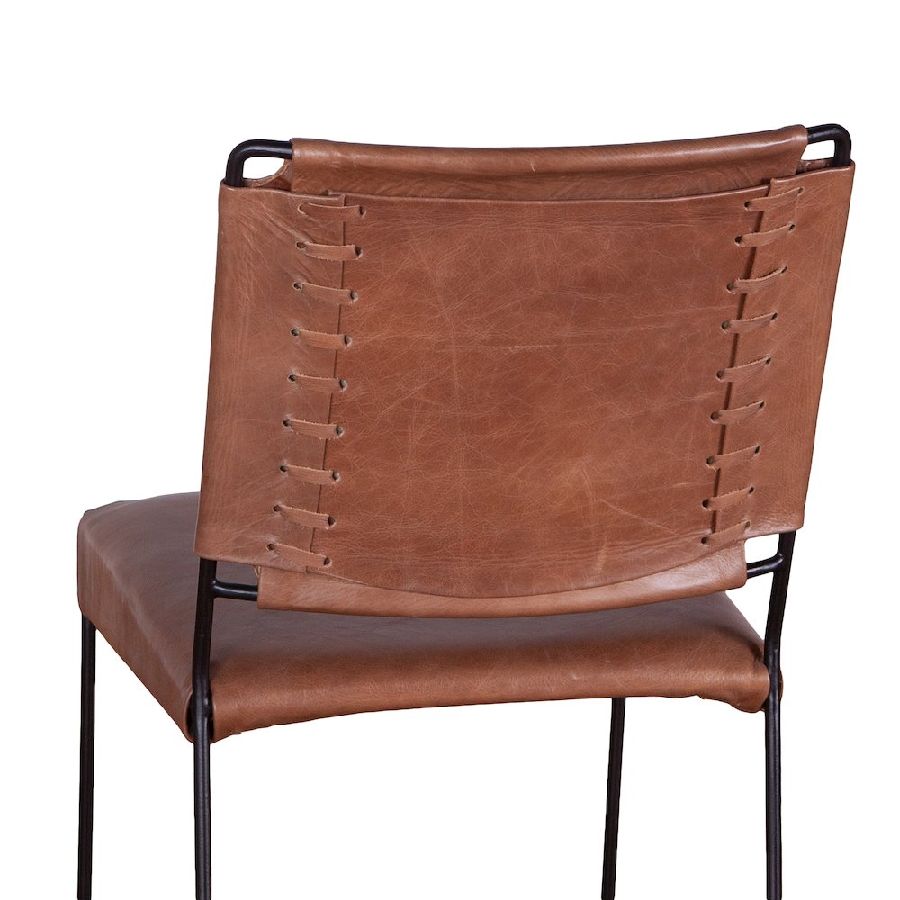 Melbourne Dining Chair in Tobacco Leather and Iron