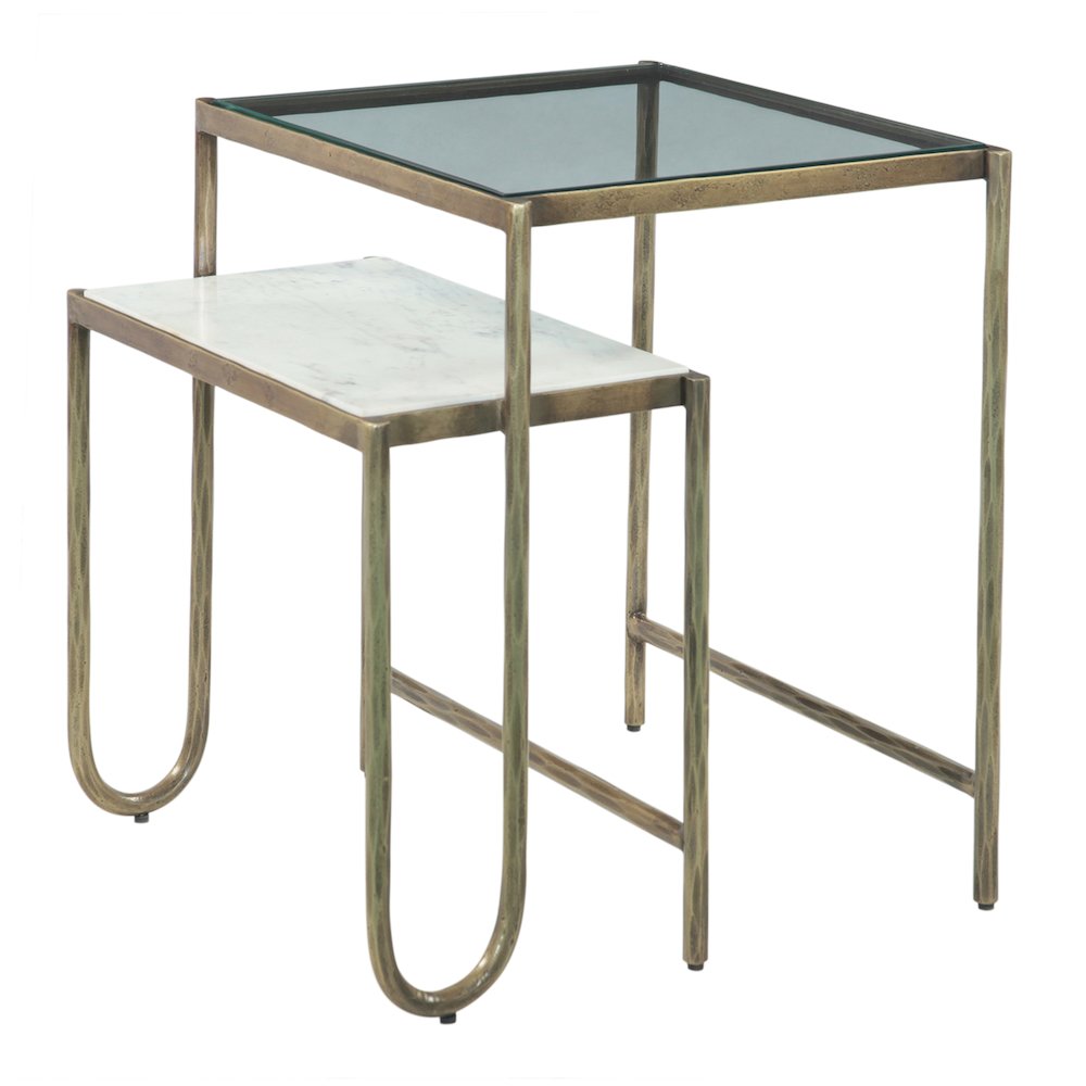Sonoma 22" Nesting Side Table with Glass and Marble Top