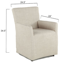 Lily Off-White Linen Wheeled Armchair