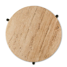 Charleston 18" Side Table in Travertine Stone and Iron