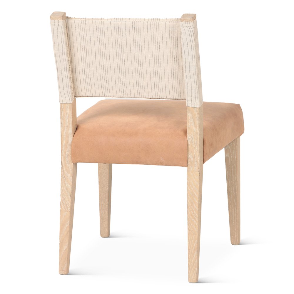 Lila Dining Chair in Durango Stripe Linen and Antique Light Leather