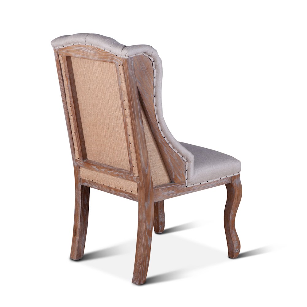 Portia Dining Chair in Off-White Linen and Oak