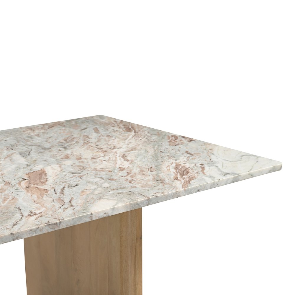 Vero 76" Dining Table in Toronto Marble Top and Light Mango Base