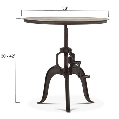 Artezia 36" Height Adjustable Crank Side Table in Matte Black Cast Iron