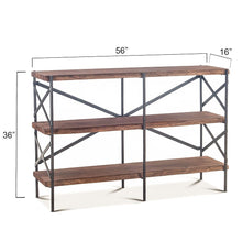 Blayne 56" Wide Bookshelf in Live Edge Acacia with Walnut Finish
