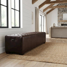 78 Inch Diamond Tufted Leather Bench, Long Upholstered Bench, Antique Bronze