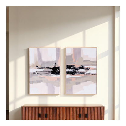 Beyond the Veil Hand Painted Framed Diptych