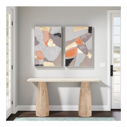 Muted Mosaic 1 Hand Painted Framed Diptych