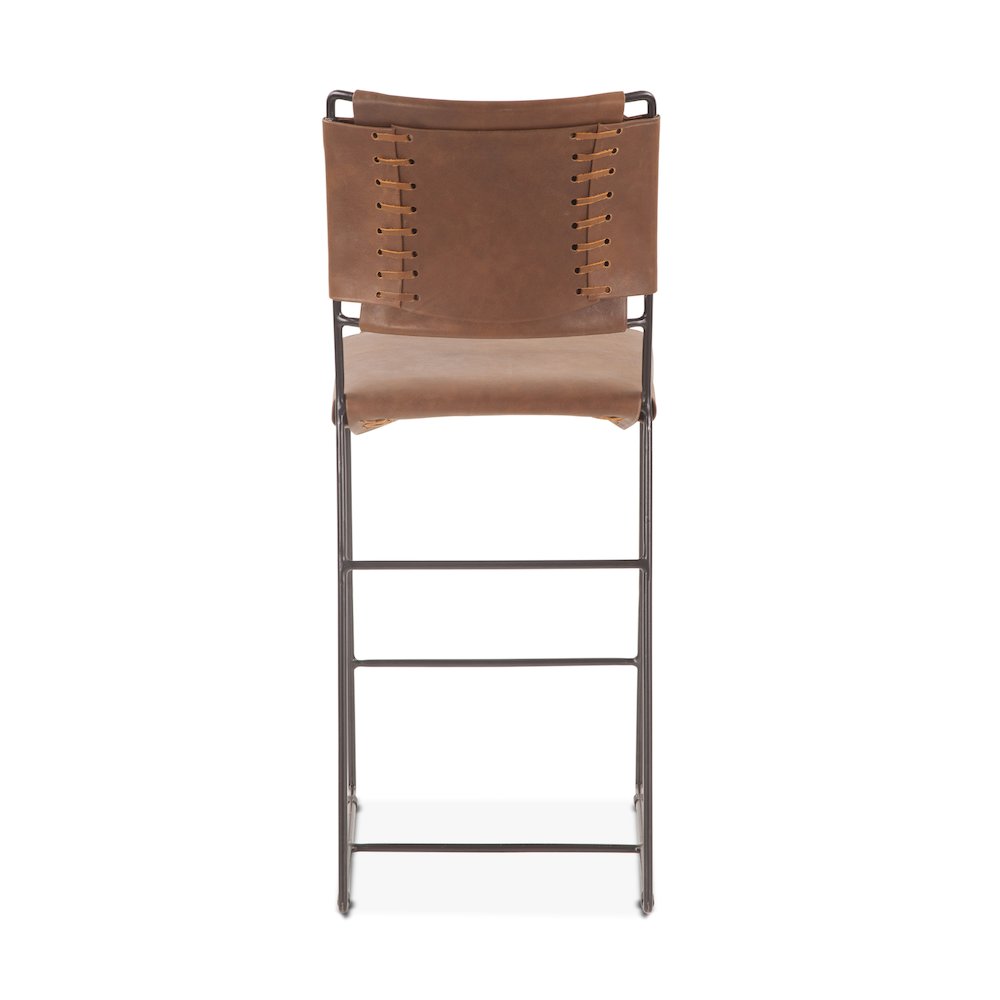 Melbourne 17in Buffalo Leather and Iron Counter Chair Brown