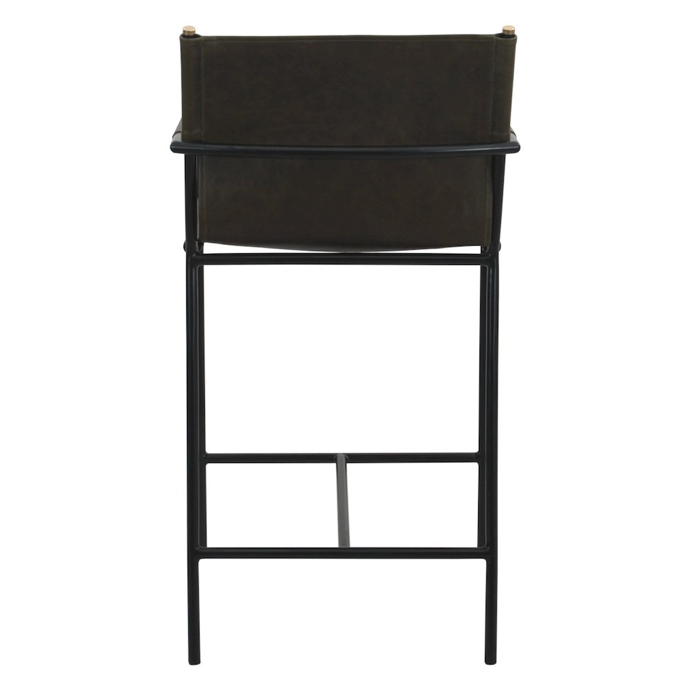Sutton 20" Counter Armchair in Olive Green Leather and Iron