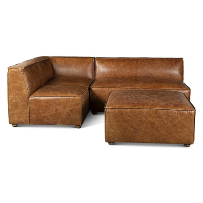 Chiavari Loft 112" Sectional Sofa in Cocoa Brown Leather