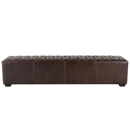 78 Inch Diamond Tufted Leather Bench, Long Upholstered Bench, Antique Bronze