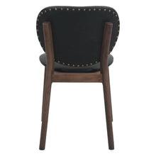 Parker 18" Round Back Dining Chair in Black Leather and Wood
