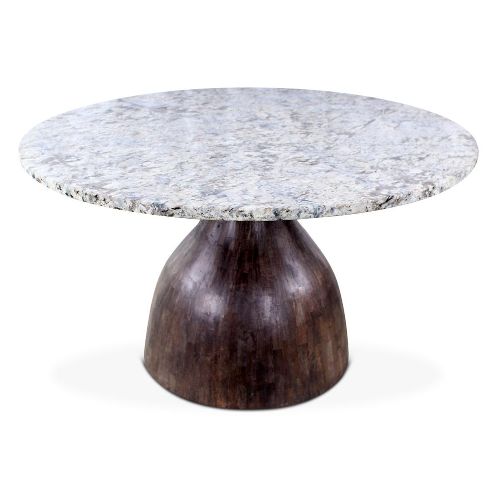 Fargo 54" Dining Table in Alaska White Marble with Blackwash Base