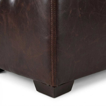 78 Inch Diamond Tufted Leather Bench, Long Upholstered Bench, Antique Bronze