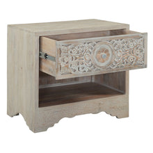 Haveli 26" Plinth Base Nightstand in Carved Heirloom White
