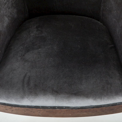 Charles Armchair in Gray Velvet with Exposed Frame