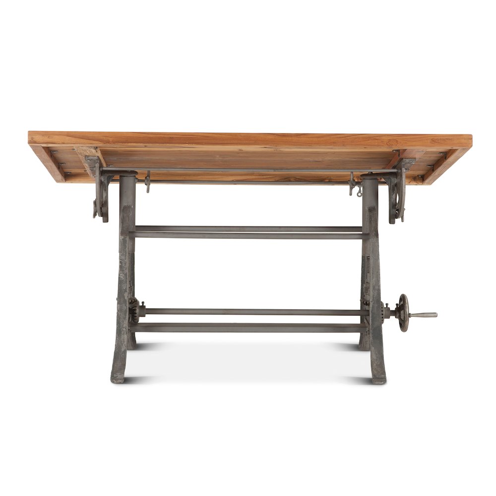 Artezia 62" Drafting Desk with Adjustable Crank in Natural Teak