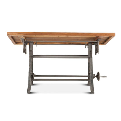 Artezia 62" Drafting Desk with Adjustable Crank in Natural Teak