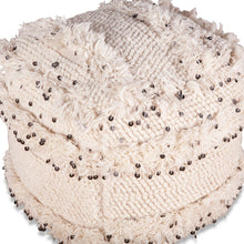 Algiers Square Ottoman in Sequined Cream Fabric