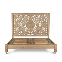 Haveli Carved Queen Bed in Whitewash Finish