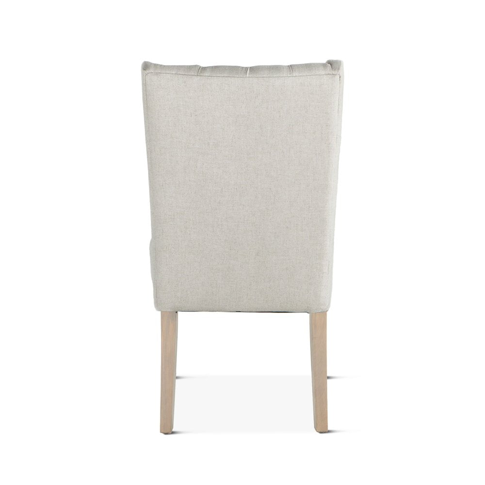 Chloe Off-White Linen Dining Chair With Napoleon Legs