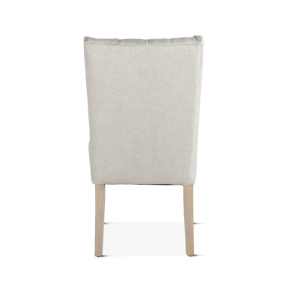 Chloe Off-White Linen Dining Chair With Napoleon Legs