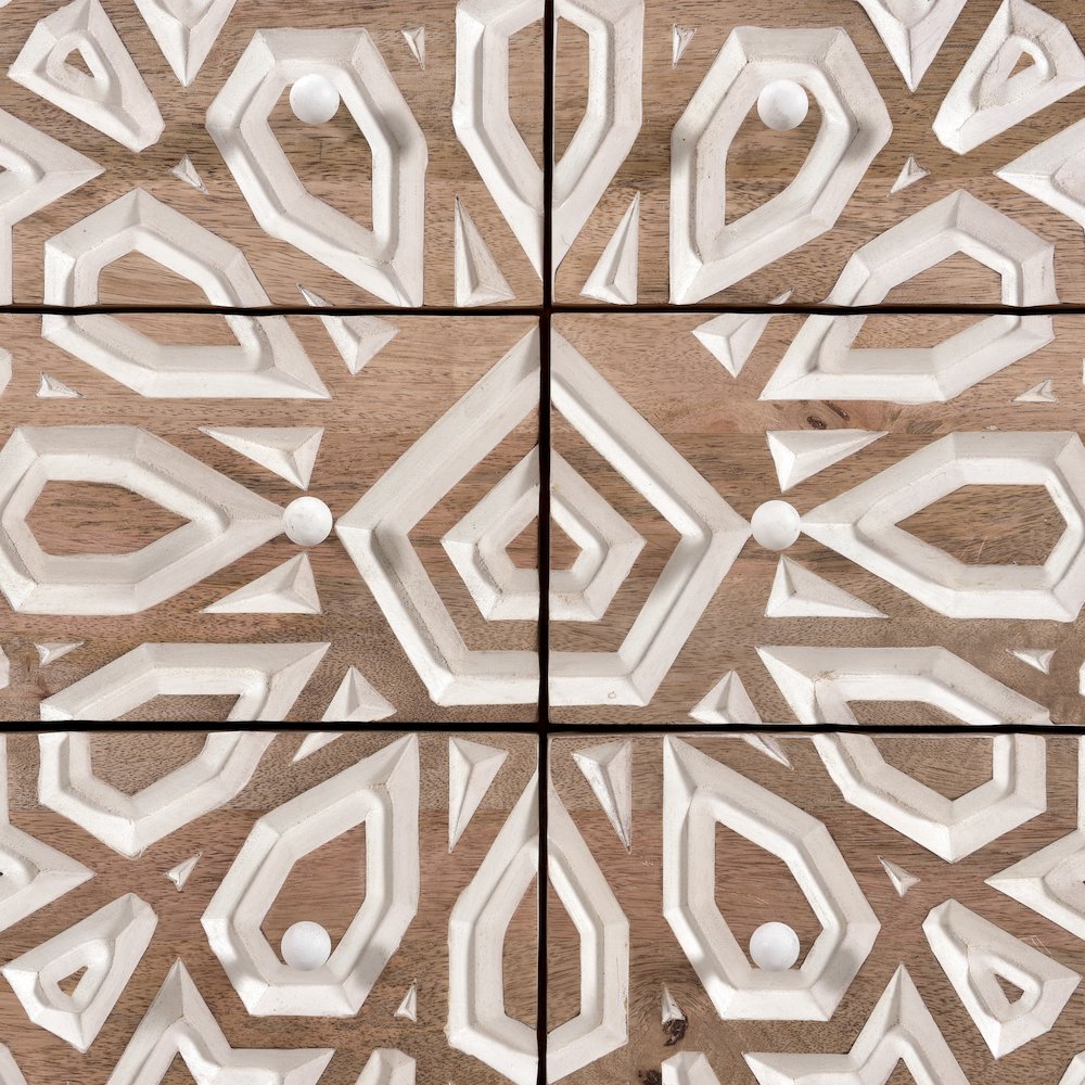 Haveli Dresser 61in Carved, Natural White