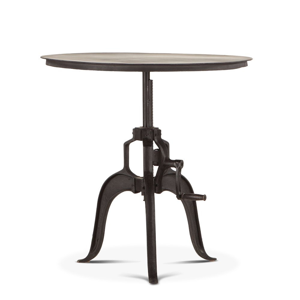 Artezia 30" Height Adjustable Crank Side Table in Matte Black Cast Iron