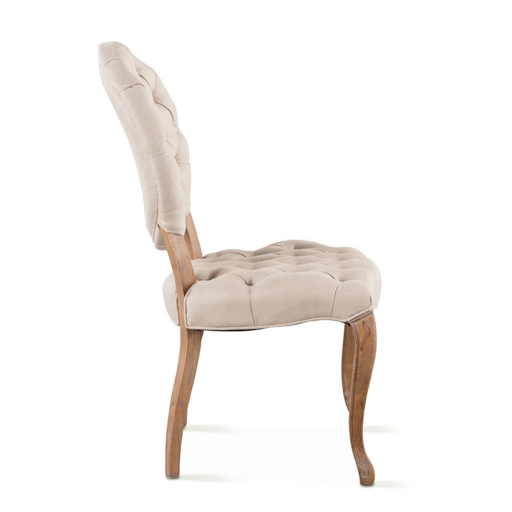 Portia Tufted Dining Chair in Beige Linen