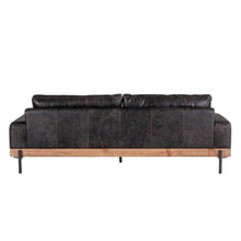 Leather Upholstered Sofa with Distressed Finish, Modern Couch, Antique Zinc