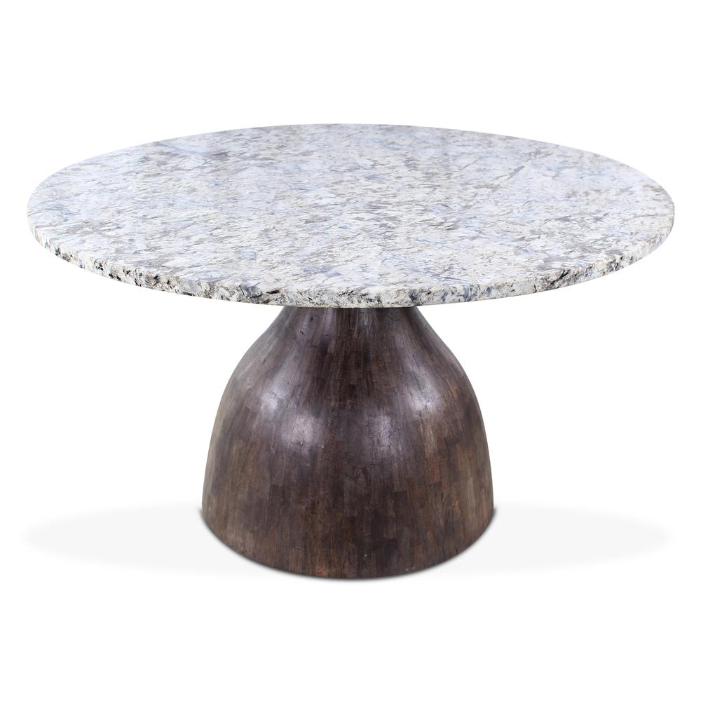 Fargo 54" Dining Table in Alaska White Marble with Blackwash Base