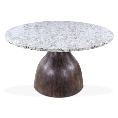 Fargo 54" Dining Table in Alaska White Marble with Blackwash Base