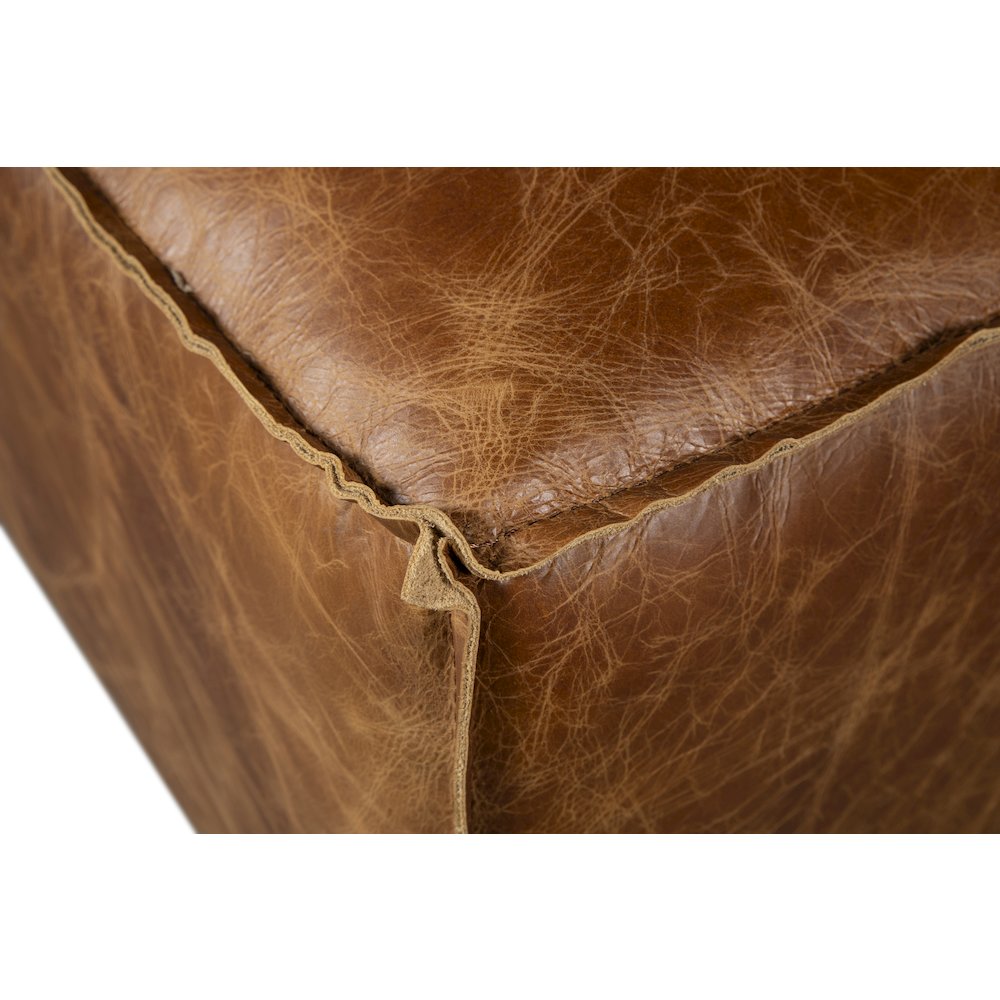 Chiavari Ottoman in Coco Brown Leather