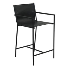 Sutton 20" Counter Armchair in Black Leather and Iron