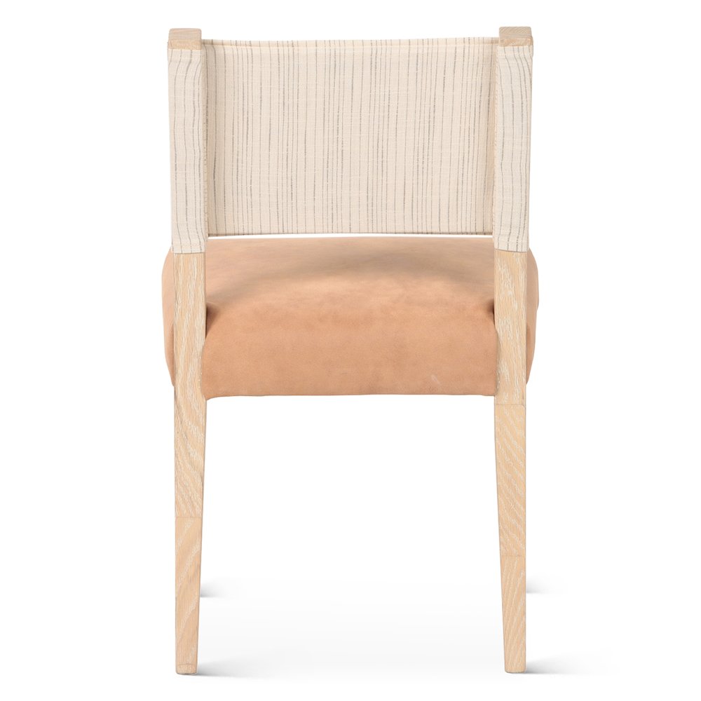 Lila Dining Chair in Durango Stripe Linen and Antique Light Leather