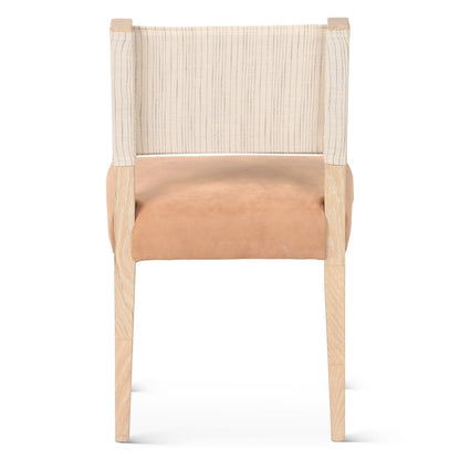 Lila Dining Chair in Durango Stripe Linen and Antique Light Leather