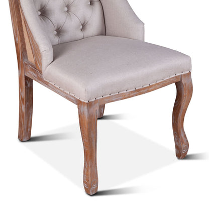 Portia Dining Chair in Off-White Linen and Oak
