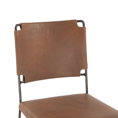 Melbourne 17in Buffalo Leather and Iron Counter Chair Brown