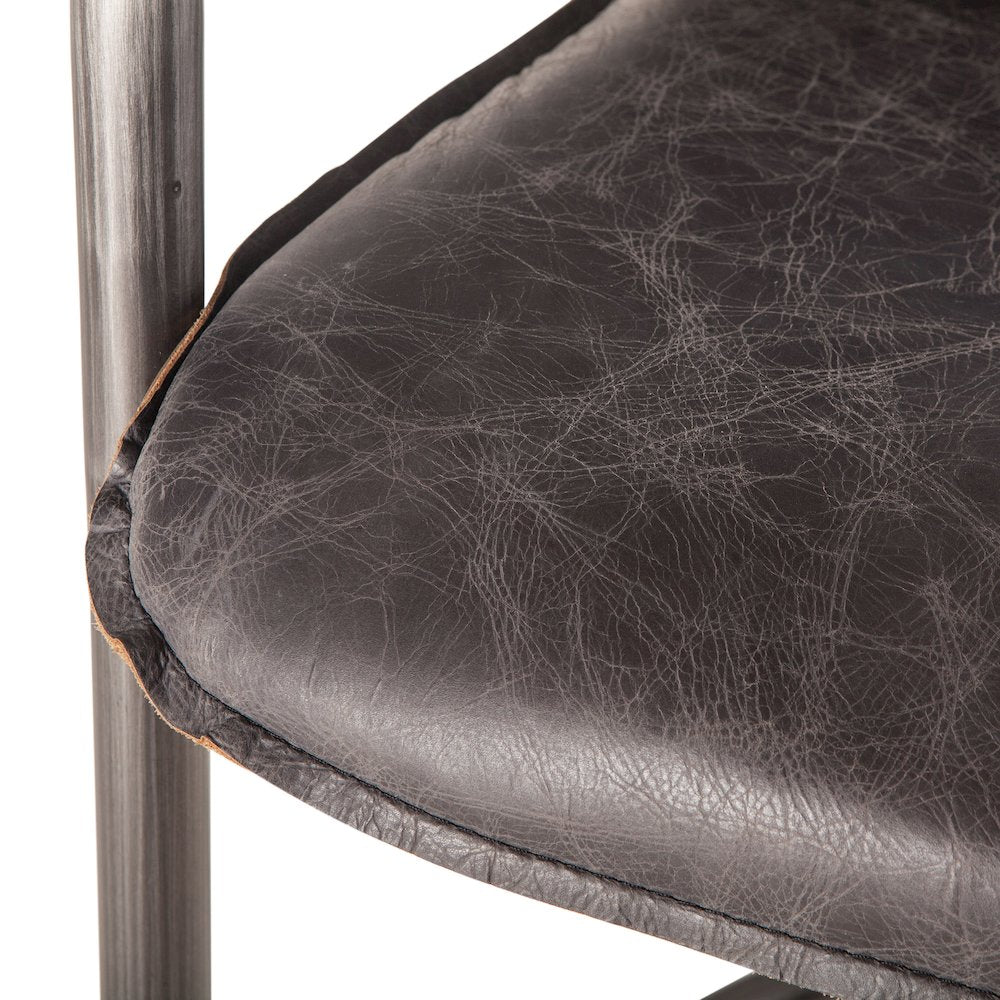 Chiavari Leather Counter Chair in Antique Ebony