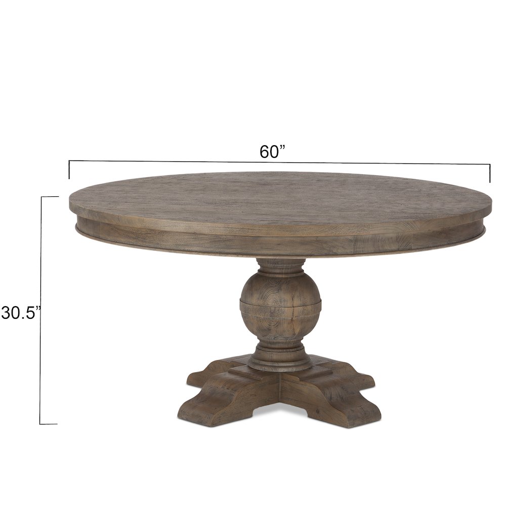 Chatham Downs 60" Round Dining Table in Weathered Teak Finish