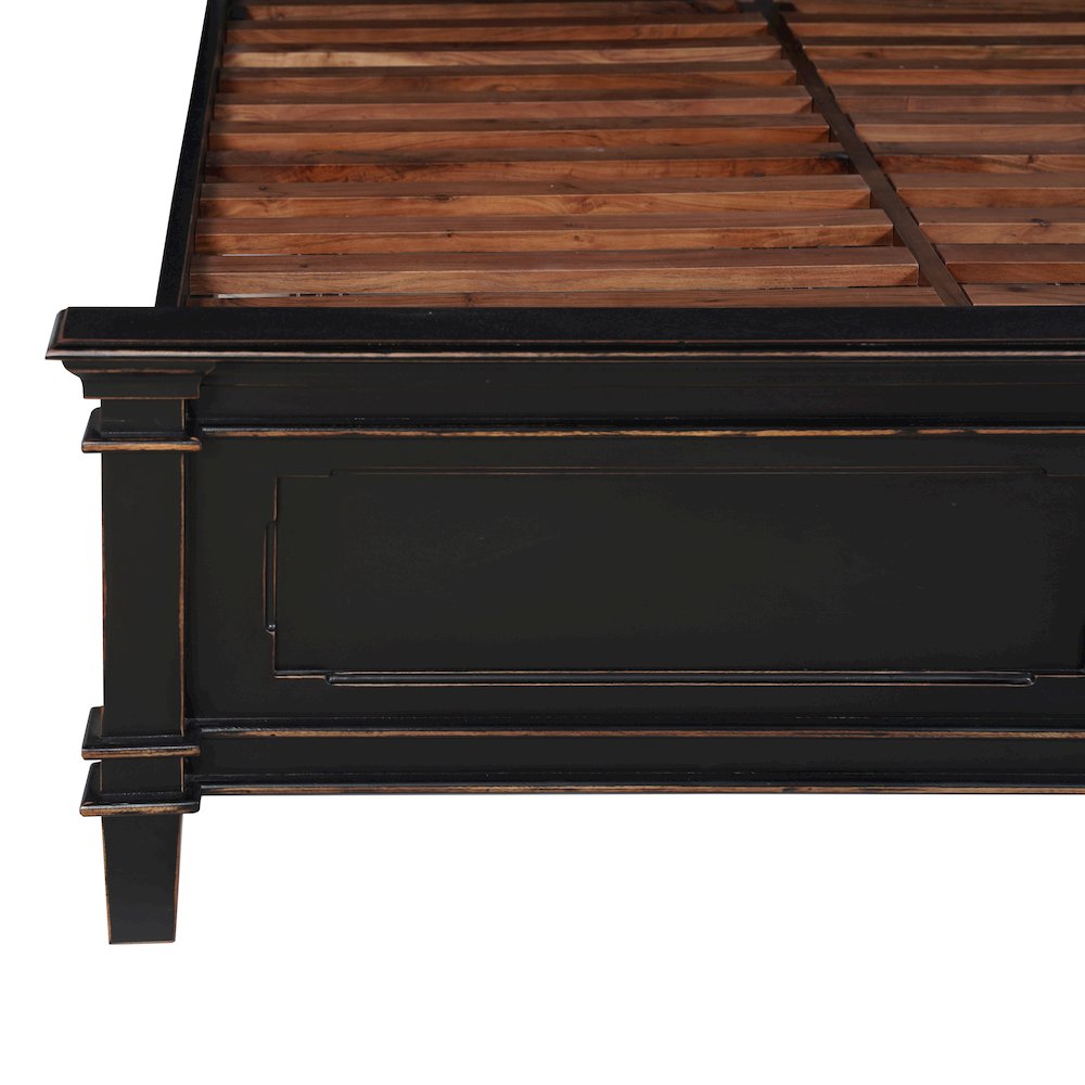 Trento Queen Bed in Distressed Black