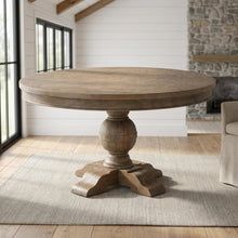48 Inch Round Dining Table with Solid Wood Top, Dining Room Table,Weathered Teak