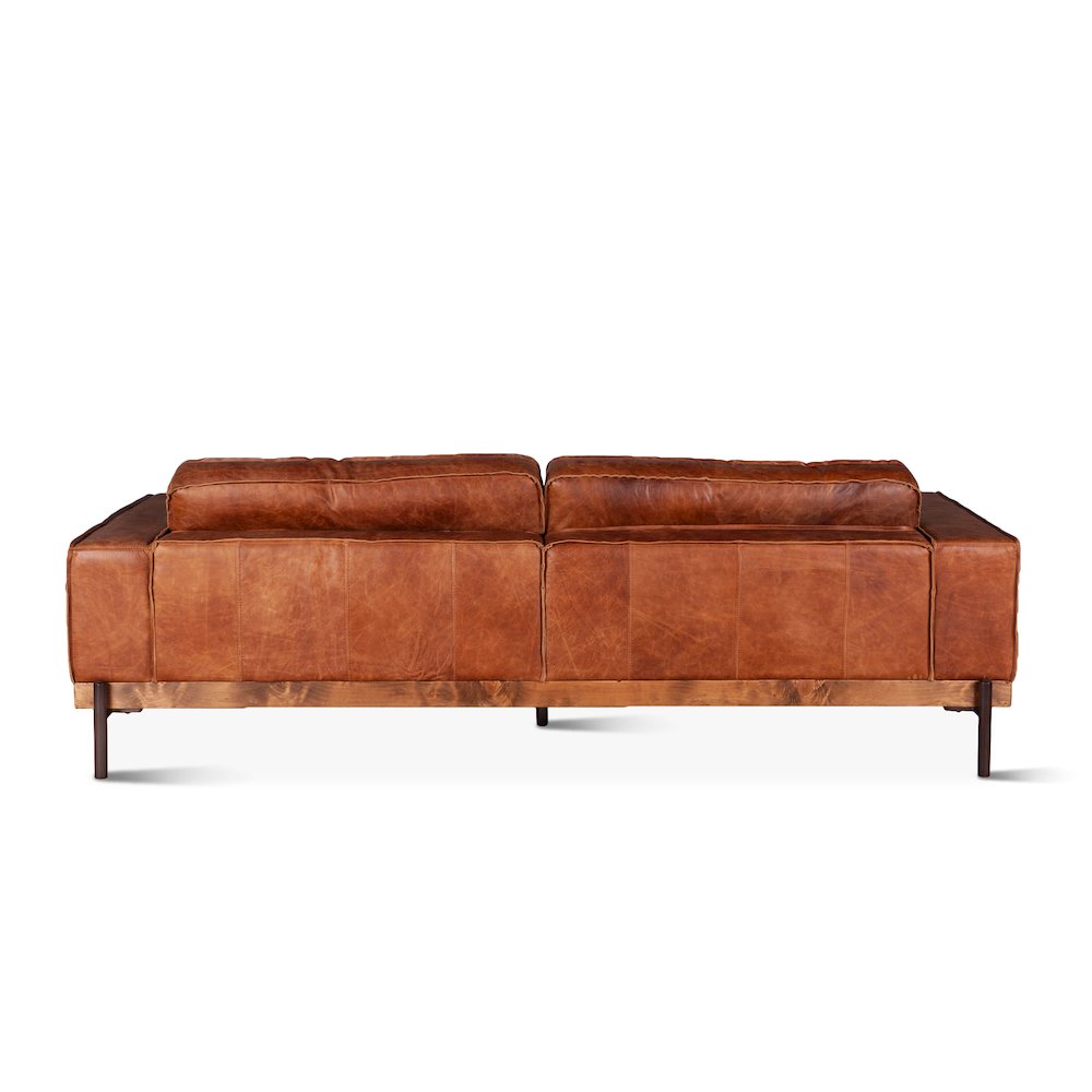 Chiavari Modern Leather Sofa in Vintage Cognac